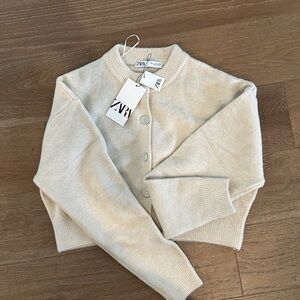 Zara Cropped Knit Cardigan Soft NWT